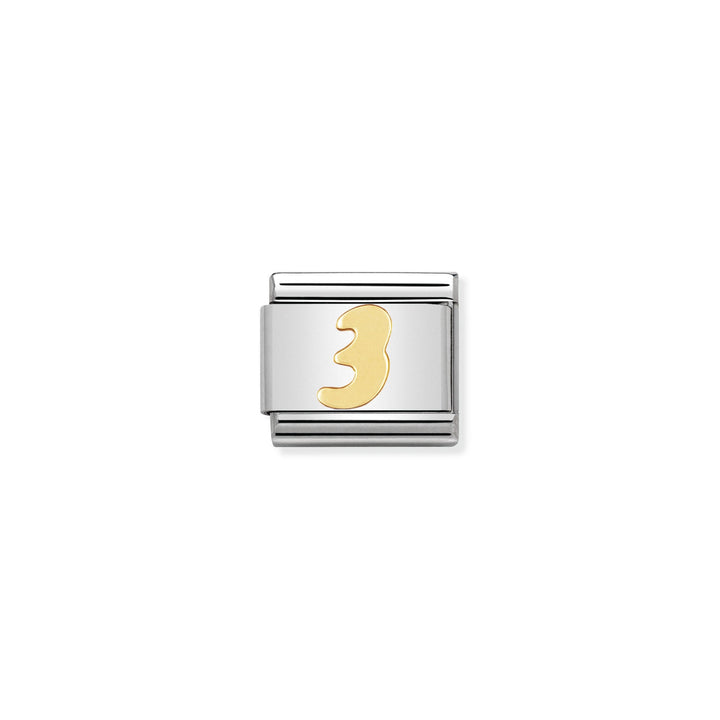 NOMINATION COMPOSABLE Classic NUMBERS in stainless steel with 18k gold 3 030102_03