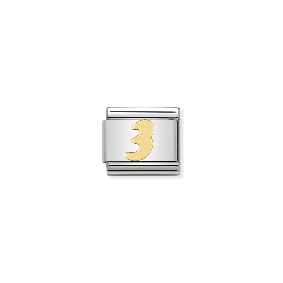 NOMINATION COMPOSABLE Classic NUMBERS in stainless steel with 18k gold 3 030102_03