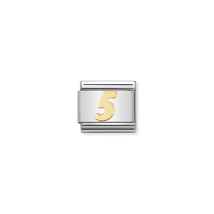 NOMINATION COMPOSABLE Classic NUMBERS in stainless steel with 18k gold 5 030102_05