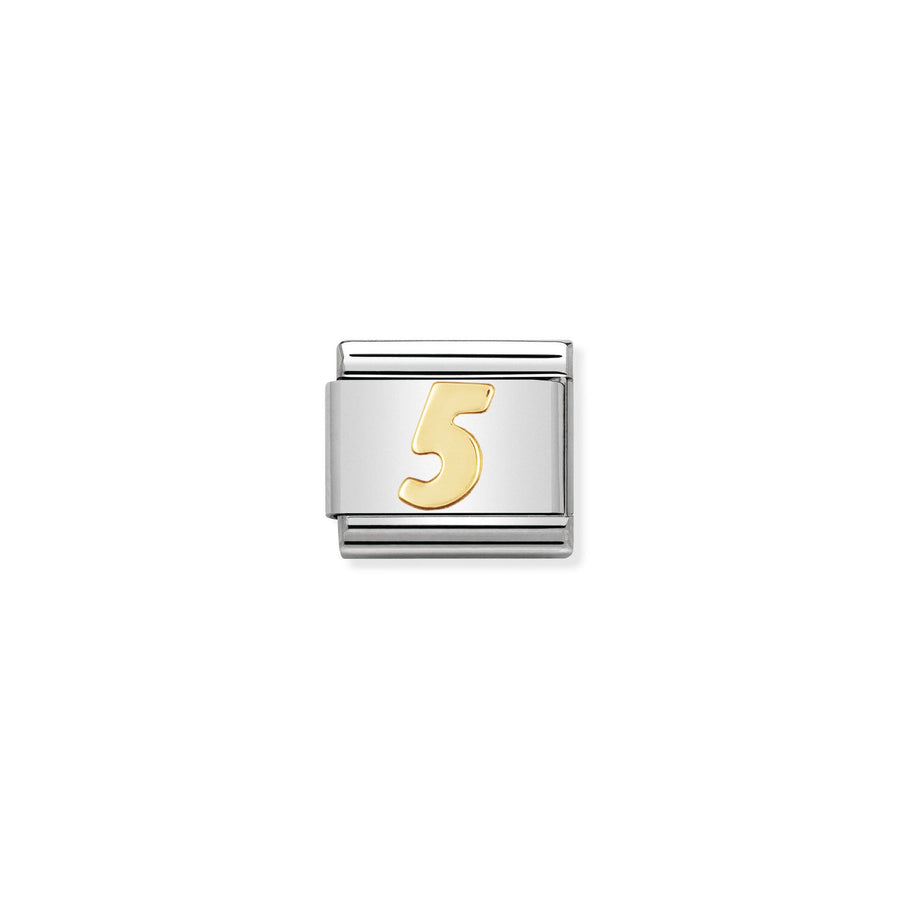NOMINATION COMPOSABLE Classic NUMBERS in stainless steel with 18k gold 5 030102_05