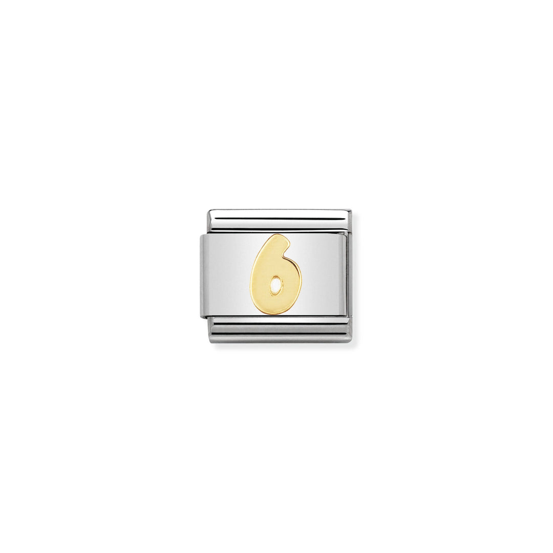 NOMINATION COMPOSABLE Classic NUMBERS in stainless steel with 18k gold 6 030102_06