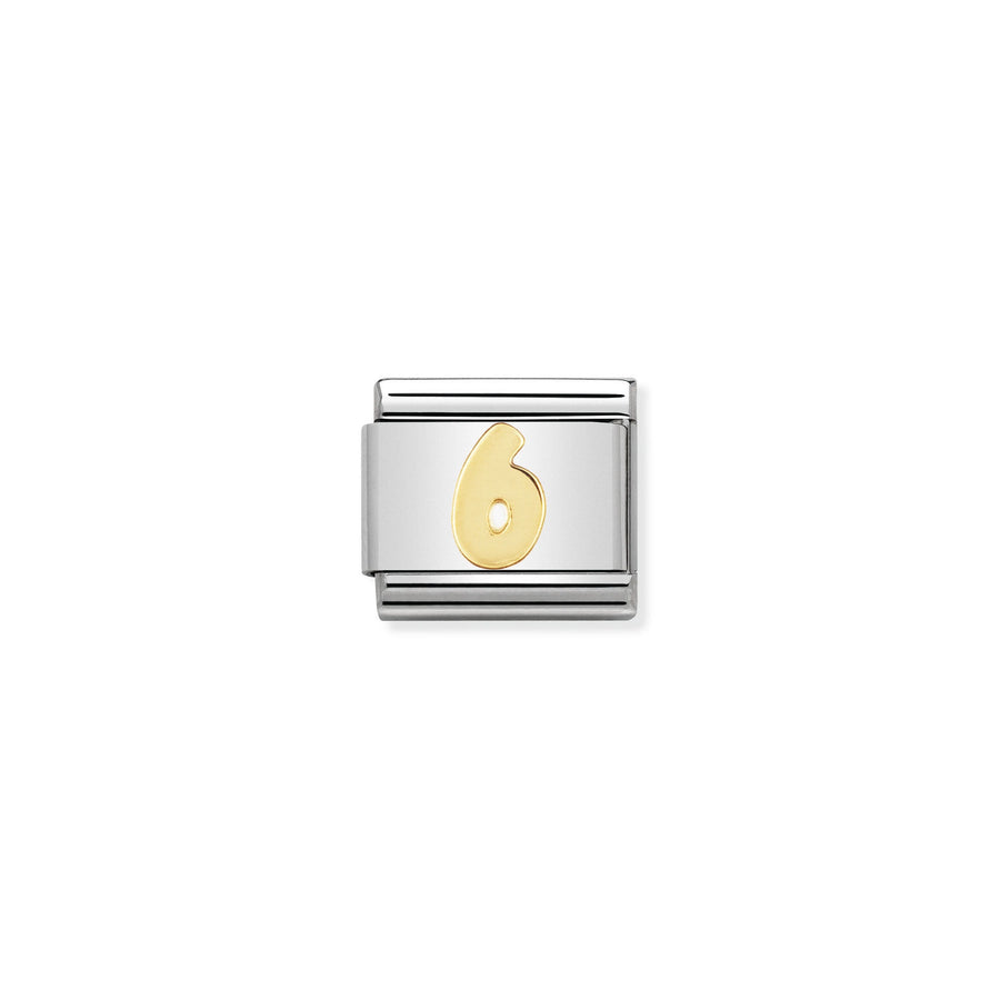 NOMINATION COMPOSABLE Classic NUMBERS in stainless steel with 18k gold 6 030102_06