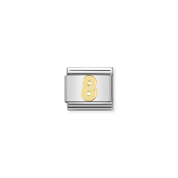 NOMINATION COMPOSABLE Classic NUMBERS in stainless steel with 18k gold 8 030102_08