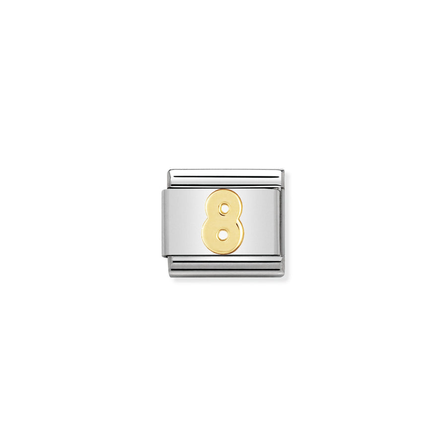 NOMINATION COMPOSABLE Classic NUMBERS in stainless steel with 18k gold 8 030102_08