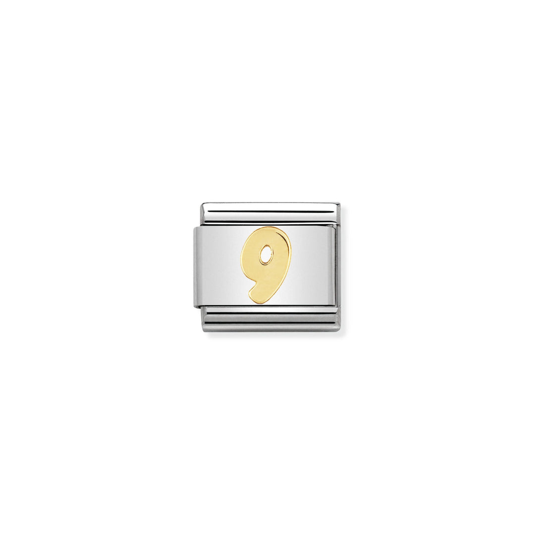 NOMINATION COMPOSABLE Classic NUMBERS in stainless steel with 18k gold 9 030102_09