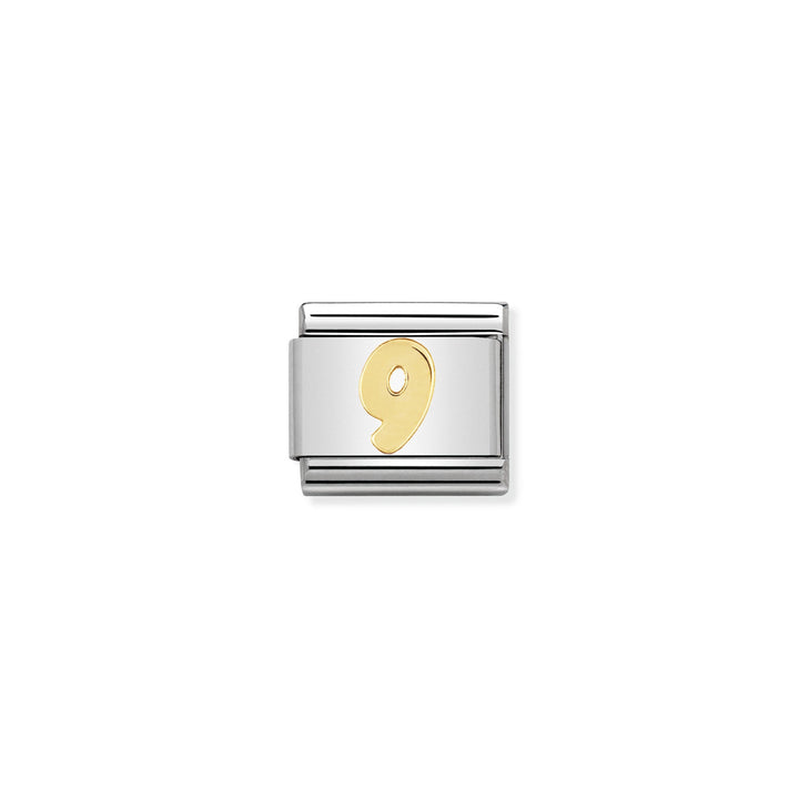NOMINATION COMPOSABLE Classic NUMBERS in stainless steel with 18k gold 9 030102_09