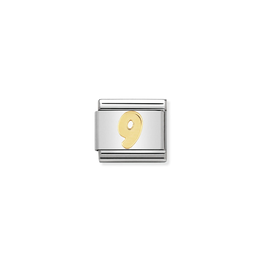 NOMINATION COMPOSABLE Classic NUMBERS in stainless steel with 18k gold 9 030102_09