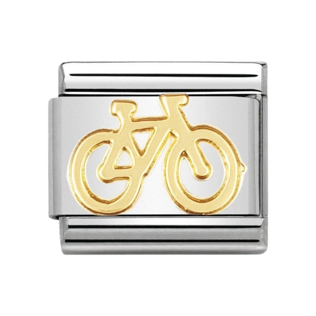 NOMINATION COMPOSABLE Classic TECH in stainless steel with 18k gold Bike 030108_04