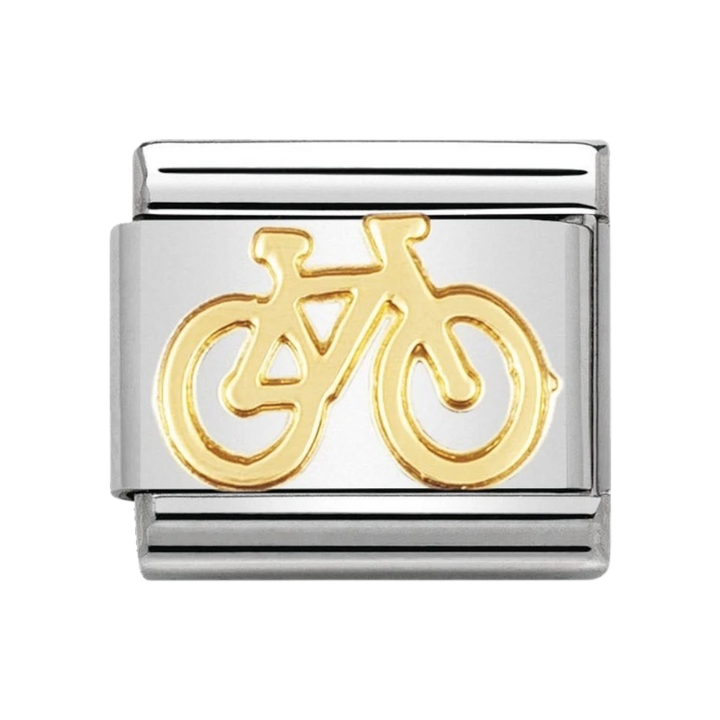 NOMINATION COMPOSABLE Classic TECH in stainless steel with 18k gold Bike 030108_04