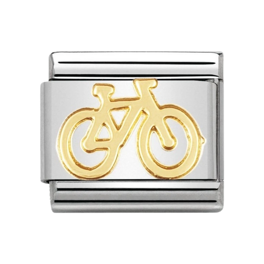 NOMINATION COMPOSABLE Classic TECH in stainless steel with 18k gold Bike 030108_04