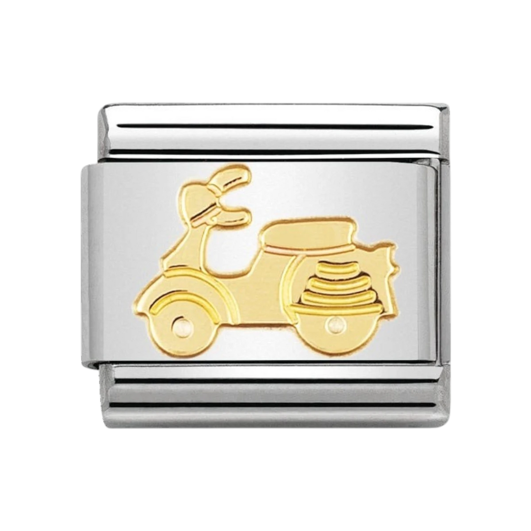 NOMINATION COMPOSABLE Classic TECH in stainless steel with 18k gold Vespa 030108_06