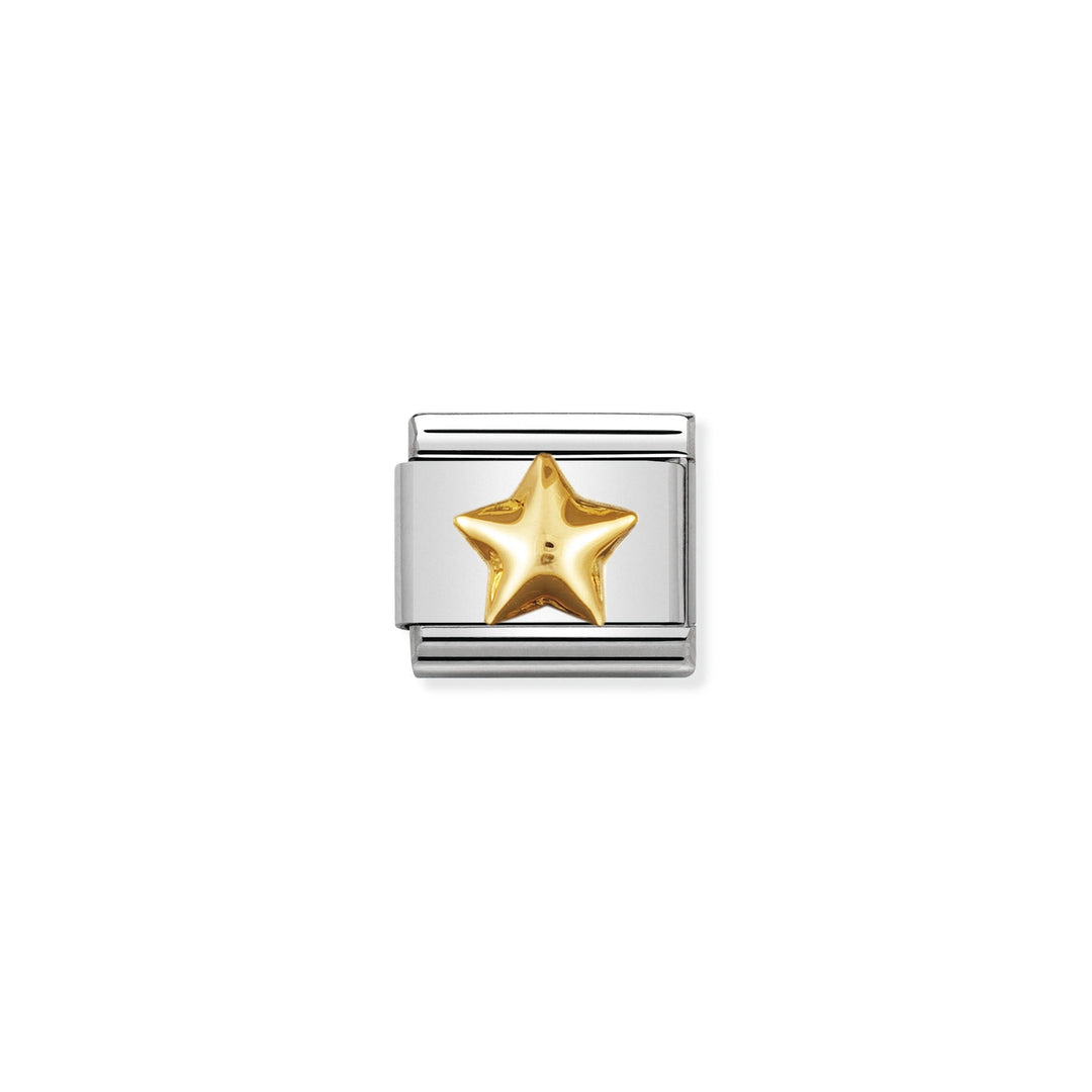 NOMINATION COMPOSABLE Classic FUN in stainless steel with 18k gold Raised star 030110_12