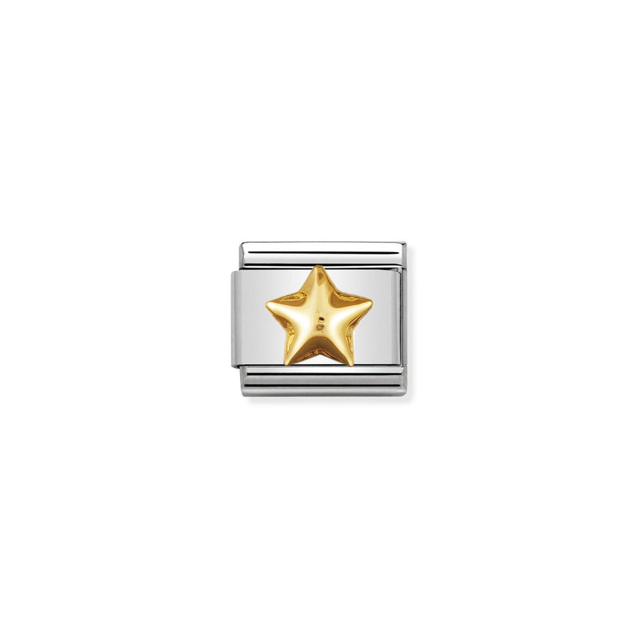 NOMINATION COMPOSABLE Classic FUN in stainless steel with 18k gold Raised star 030110_12