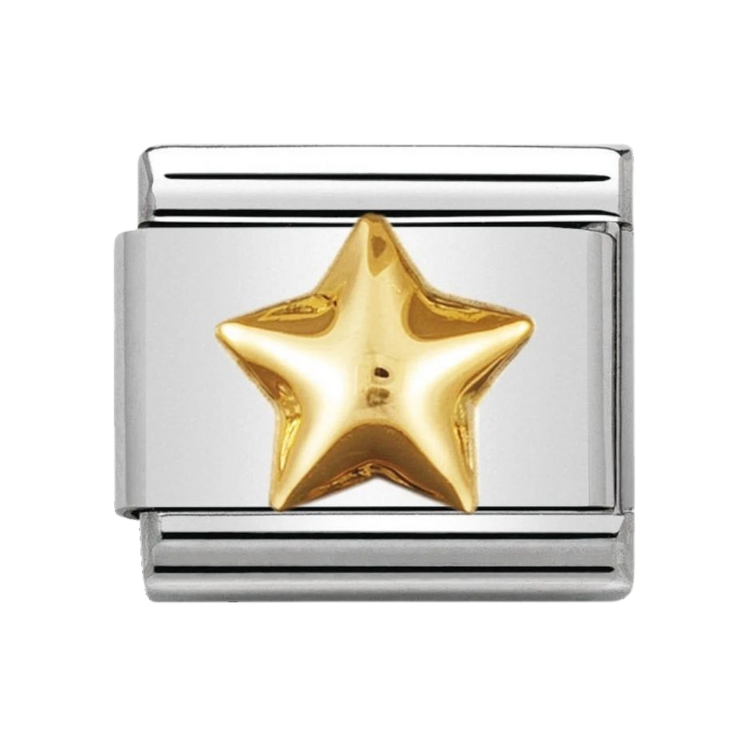 NOMINATION COMPOSABLE Classic FUN in stainless steel with 18k gold Raised star 030110_12