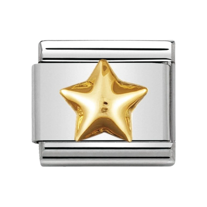 NOMINATION COMPOSABLE Classic FUN in stainless steel with 18k gold Raised star 030110_12