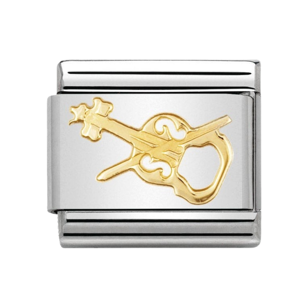 NOMINATION COMPOSABLE Classic MUSIC in stainless steel with 18k gold Violin 030117_06