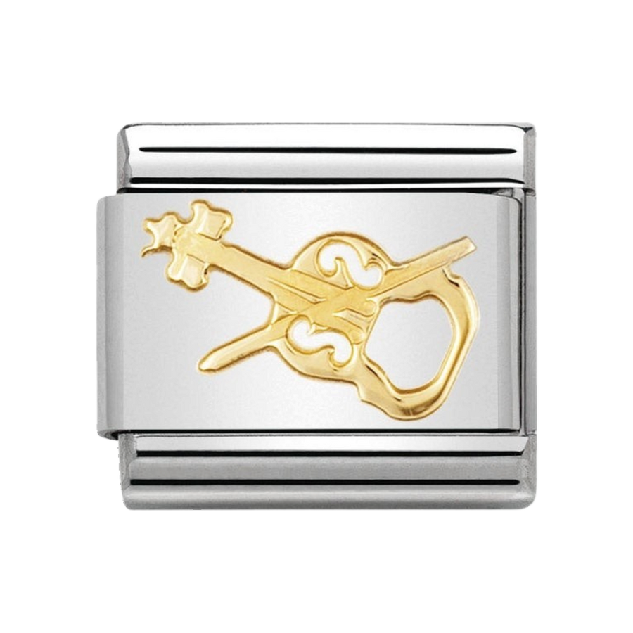 NOMINATION COMPOSABLE Classic MUSIC in stainless steel with 18k gold Violin 030117_06