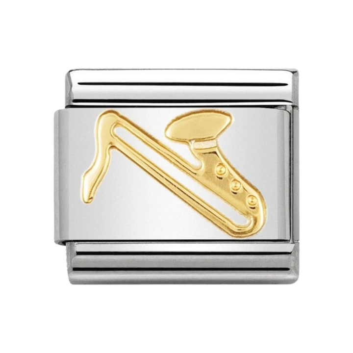 NOMINATION COMPOSABLE Classic MUSIC in stainless steel with 18k gold Sax 030117_07