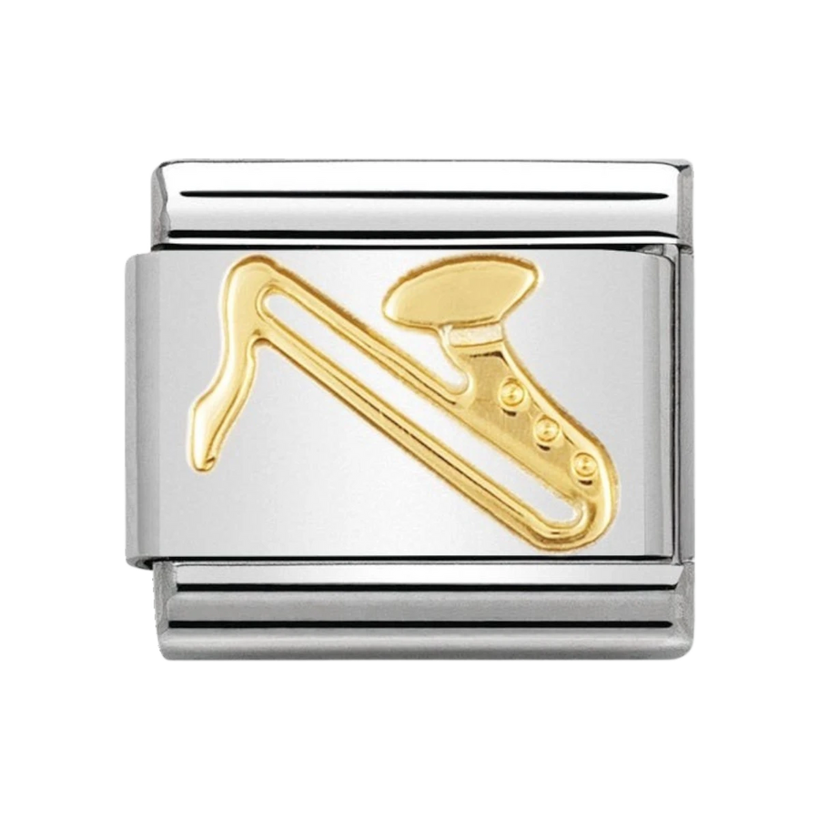 NOMINATION COMPOSABLE Classic MUSIC in stainless steel with 18k gold Sax 030117_07