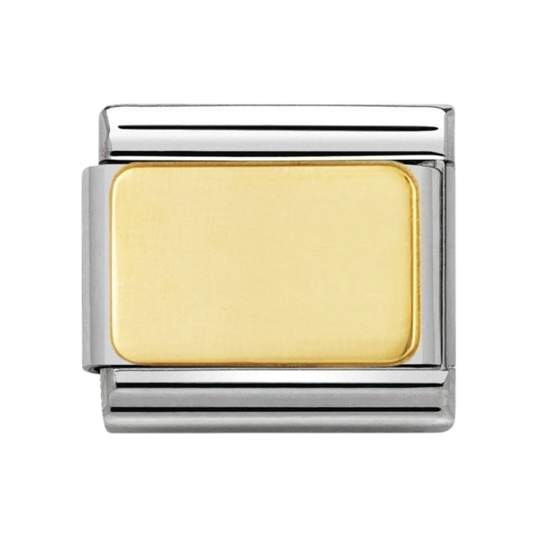NOMINATION COMPOSABLE Classic ENGRAVED SIGNS in stainless steel with 18k gold CUSTOM Gold plate 030121_01