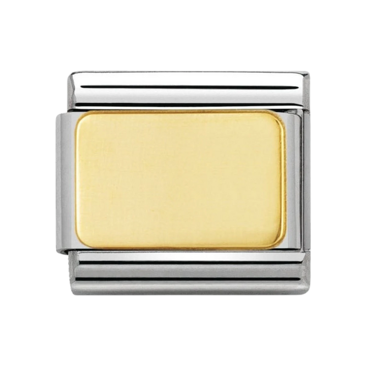 NOMINATION COMPOSABLE Classic ENGRAVED SIGNS in stainless steel with 18k gold CUSTOM Gold plate 030121_01