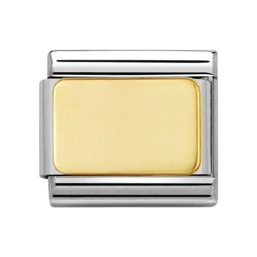 NOMINATION COMPOSABLE Classic ENGRAVED SIGNS in stainless steel with 18k gold CUSTOM Gold plate 030121_01