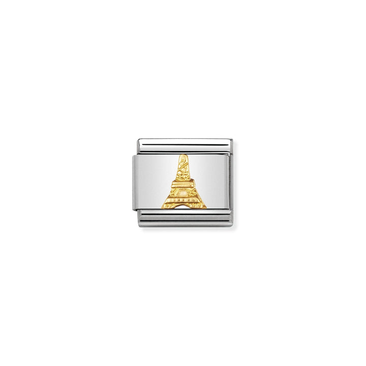 NOMINATION COMPOSABLE Classic RELIEF MONUMETS in stainless steel with 18k gold Eiffel Tower 030123_15