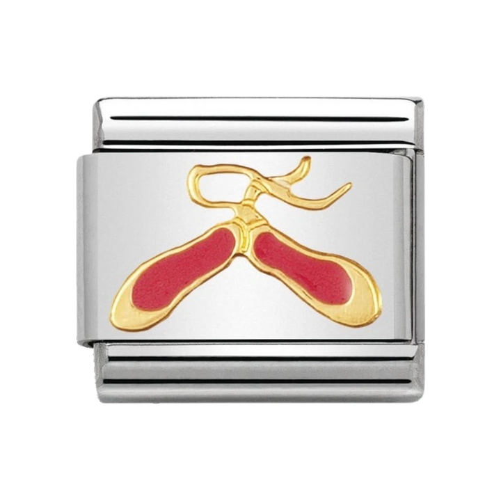 NOMINATION COMPOSABLE Classic DAILY LIFE in stainless steel with enamel and 18k gold Pink dance shoes 030208_02
