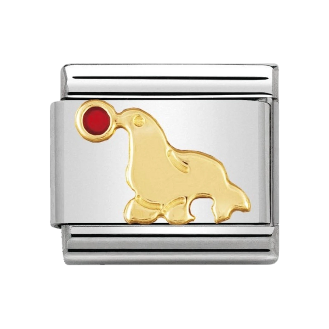 NOMINATION COMPOSABLE Classic WATER ANIMALS in stainless steel with enamel and 18k gold Seal 030213_03