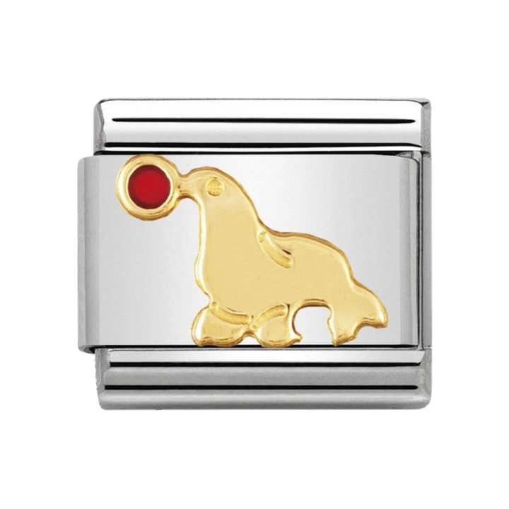 NOMINATION COMPOSABLE Classic WATER ANIMALS in stainless steel with enamel and 18k gold Seal 030213_03