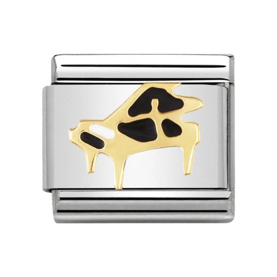 NOMINATION COMPOSABLE Classic MUSIC in stainless steel with enamel and 18k gold Piano 030221_08