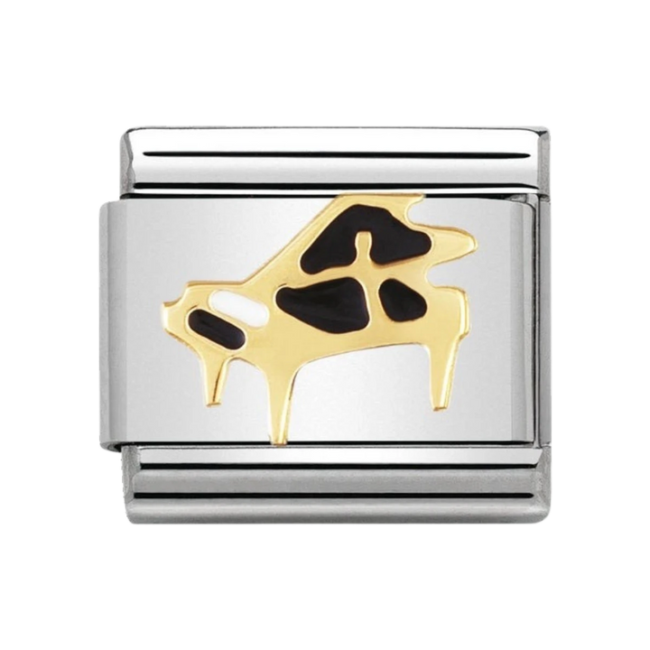 NOMINATION COMPOSABLE Classic MUSIC in stainless steel with enamel and 18k gold Piano 030221_08