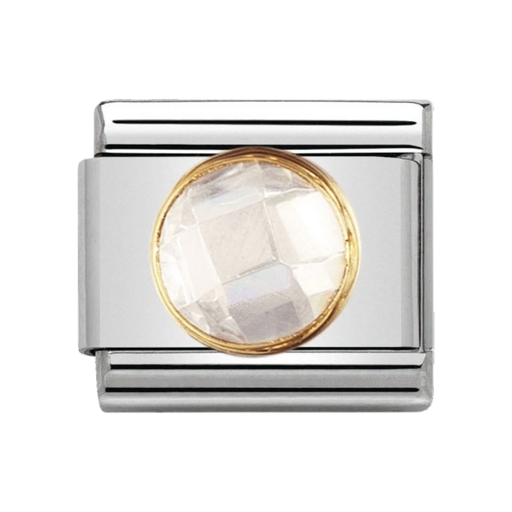 NOMINATION COMPOSABLE Classic links in stainless steel with 18k gold and round Cubic Zirconia White 030605_010