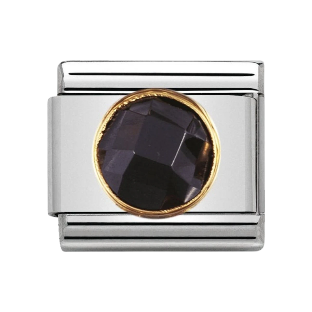 NOMINATION COMPOSABLE Classic links in stainless steel with 18k gold and round Cubic Zirconia Black 030605_011