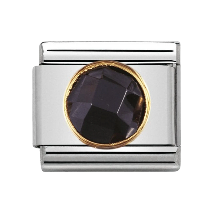 NOMINATION COMPOSABLE Classic links in stainless steel with 18k gold and round Cubic Zirconia Black 030605_011