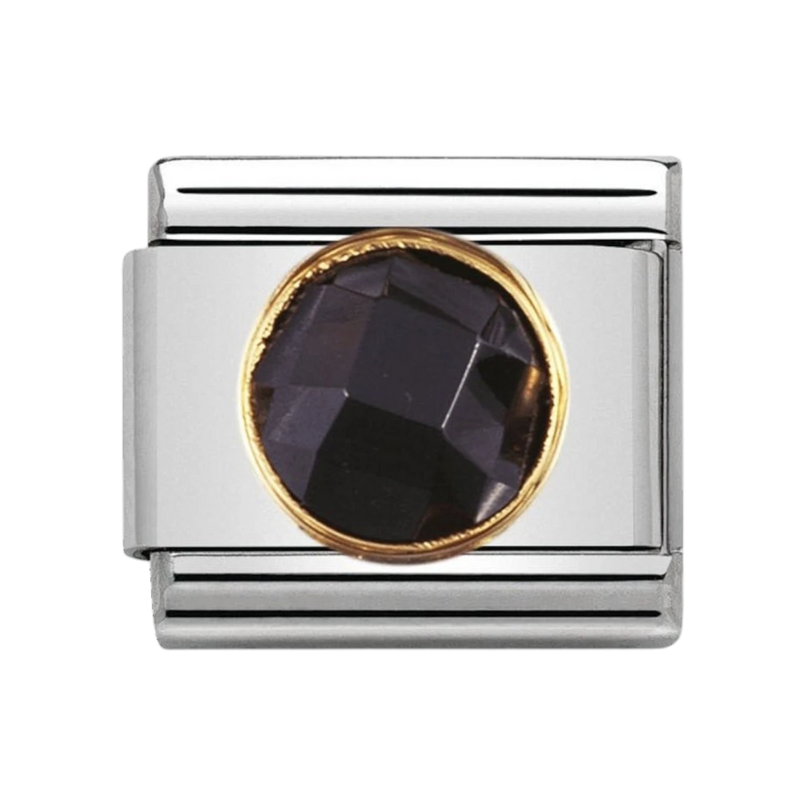 NOMINATION COMPOSABLE Classic links in stainless steel with 18k gold and round Cubic Zirconia Black 030605_011