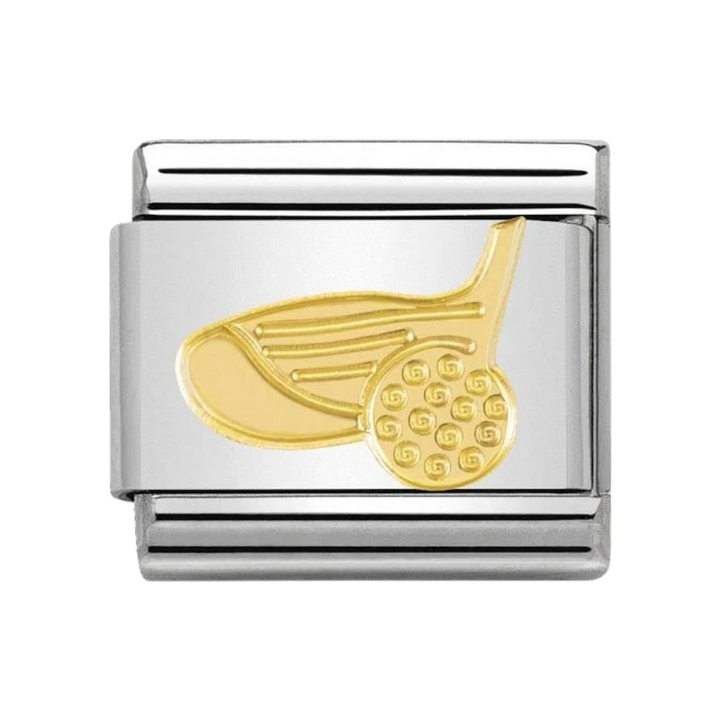 NOMINATION COMPOSABLE Classic SPORTS in stainless steel with 18k gold Golf Ball and Club 030106_24