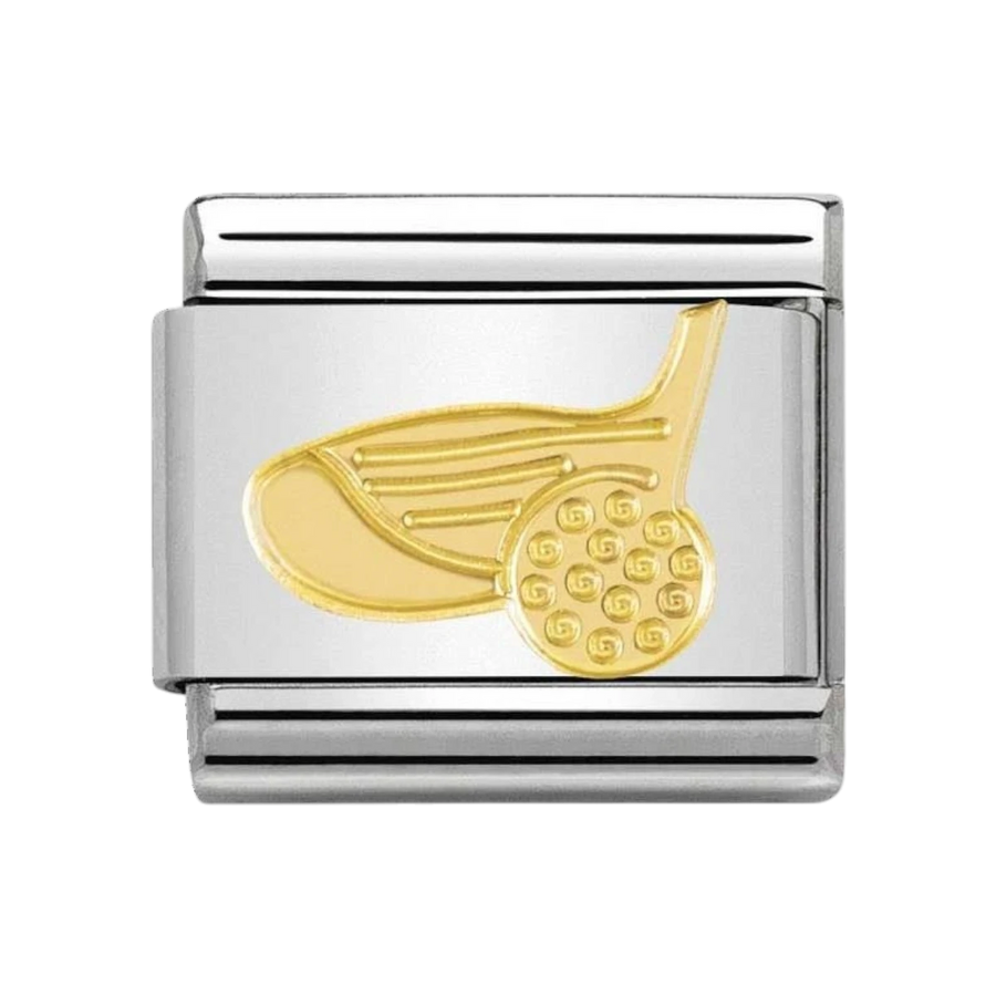 NOMINATION COMPOSABLE Classic SPORTS in stainless steel with 18k gold Golf Ball and Club 030106_24