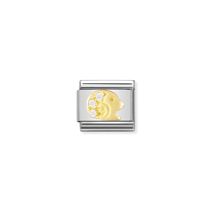 NOMINATION COMPOSABLE Classic ZODIAC in stainless steel with 18k gold and Cubic Zirconia Aries 030302_01