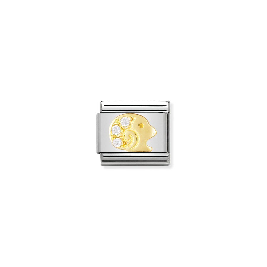 NOMINATION COMPOSABLE Classic ZODIAC in stainless steel with 18k gold and Cubic Zirconia Aries 030302_01