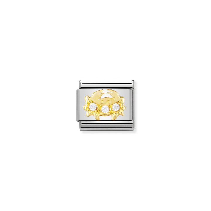 NOMINATION COMPOSABLE Classic ZODIAC in stainless steel with 18k gold and Cubic Zirconia Cancer 030302_04