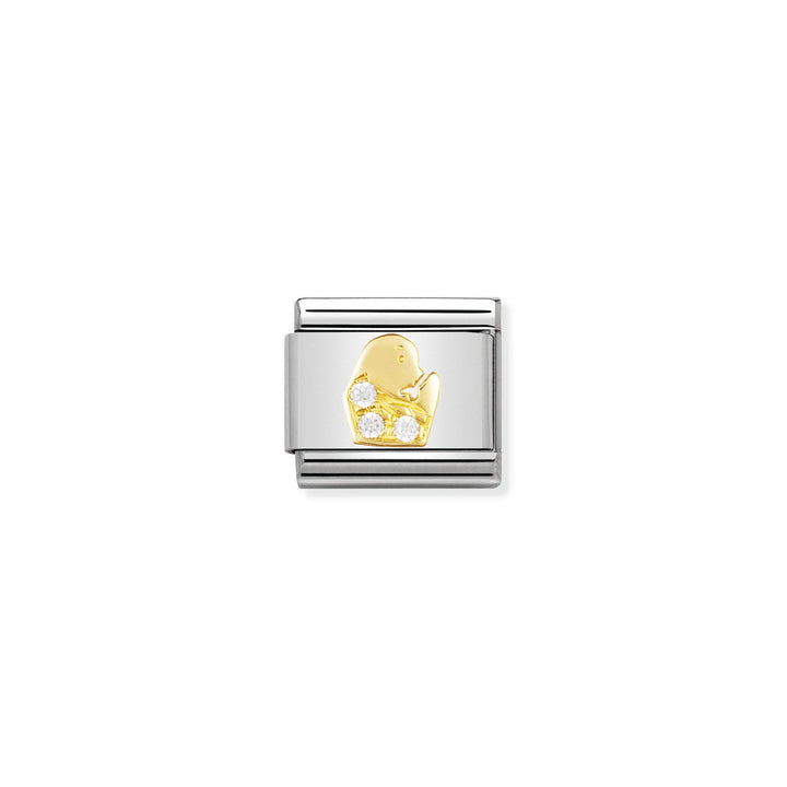 NOMINATION COMPOSABLE Classic ZODIAC in stainless steel with 18k gold and Cubic Zirconia Virgo 030302_06