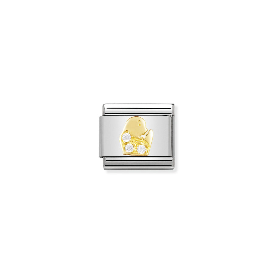 NOMINATION COMPOSABLE Classic ZODIAC in stainless steel with 18k gold and Cubic Zirconia Virgo 030302_06