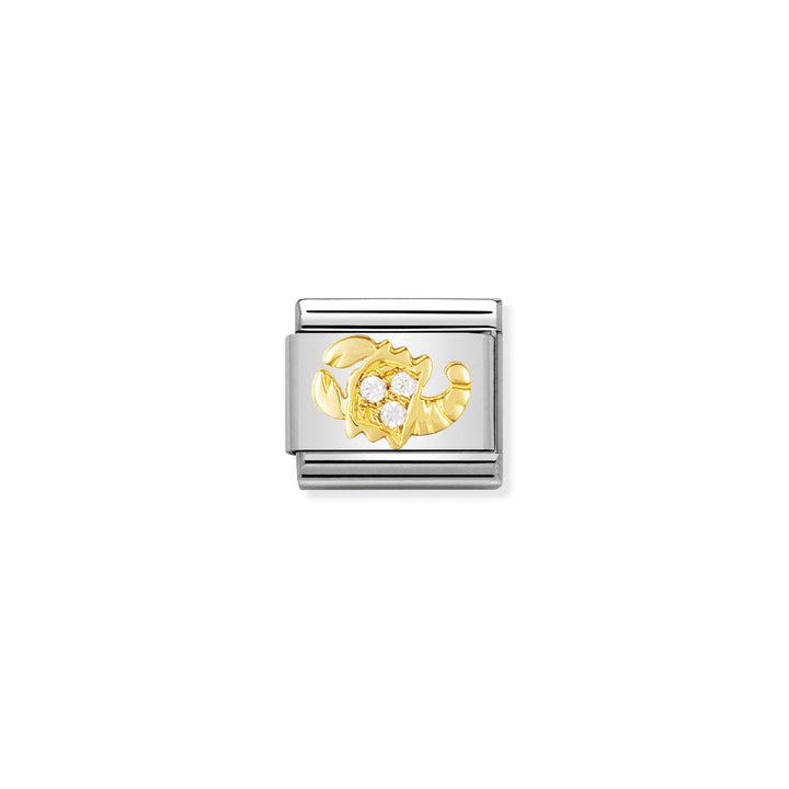 NOMINATION COMPOSABLE Classic ZODIAC in stainless steel with 18k gold and Cubic Zirconia Scorpio 030302_08