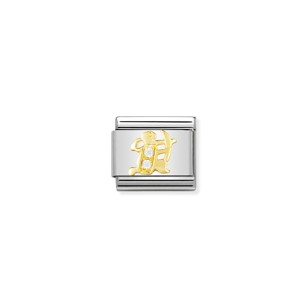 NOMINATION COMPOSABLE Classic ZODIAC in stainless steel with 18k gold and Cubic Zirconia Sagittarius 030302_09