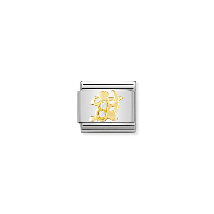 NOMINATION COMPOSABLE Classic ZODIAC in stainless steel with 18k gold and Cubic Zirconia Sagittarius 030302_09