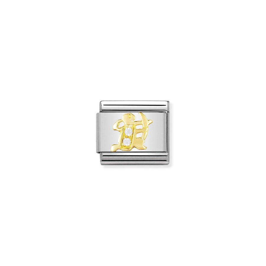 NOMINATION COMPOSABLE Classic ZODIAC in stainless steel with 18k gold and Cubic Zirconia Sagittarius 030302_09