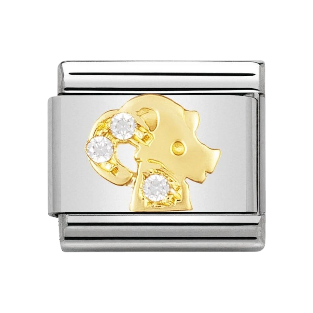 NOMINATION COMPOSABLE Classic ZODIAC in stainless steel with 18k gold and Cubic Zirconia Capricorn 030302_10