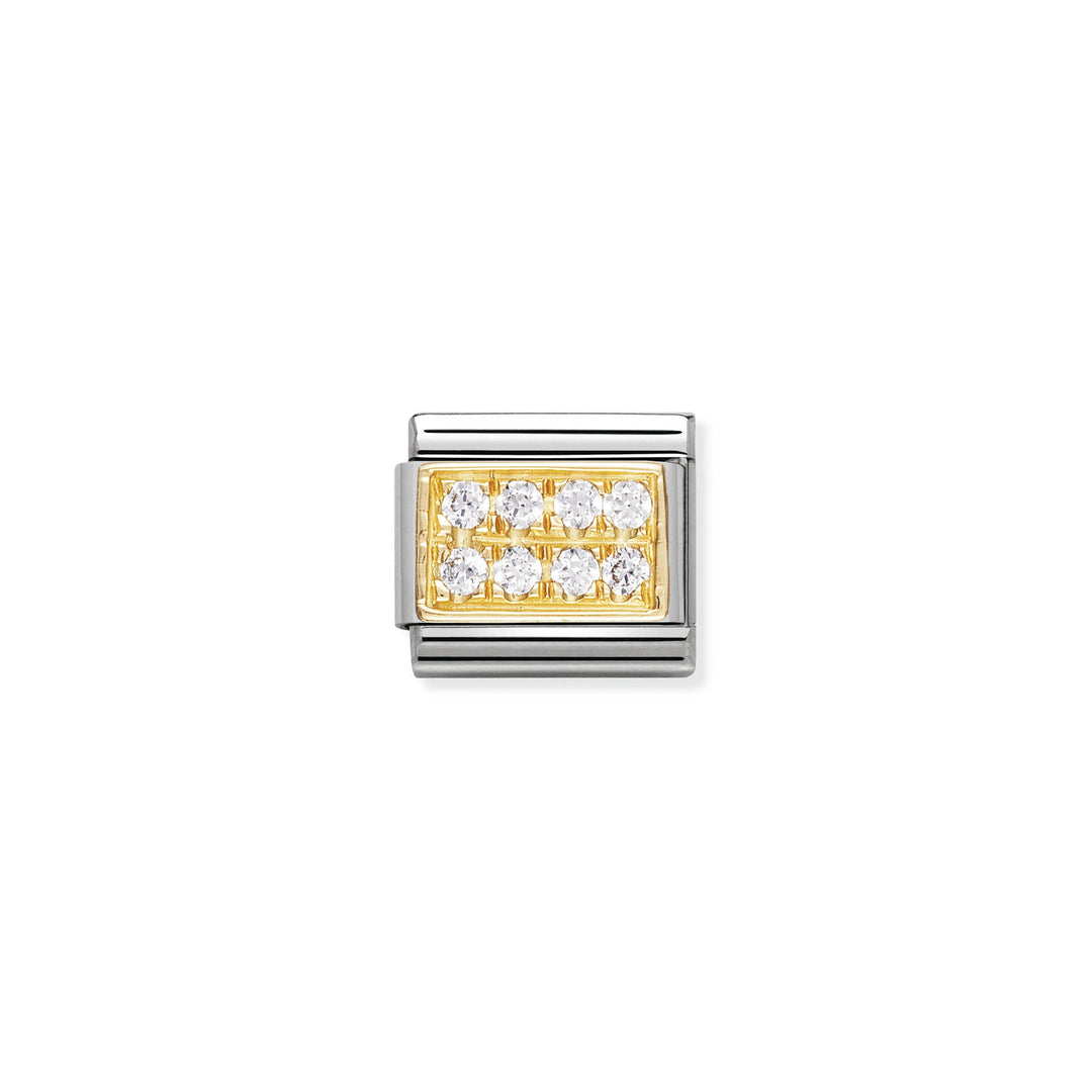 NOMINATION COMPOSABLE Classic PAVE in stainless steel with 18k gold and Cubic Zirconia White CZ 030314_01
