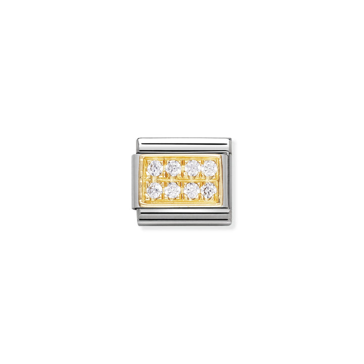 NOMINATION COMPOSABLE Classic PAVE in stainless steel with 18k gold and Cubic Zirconia White CZ 030314_01
